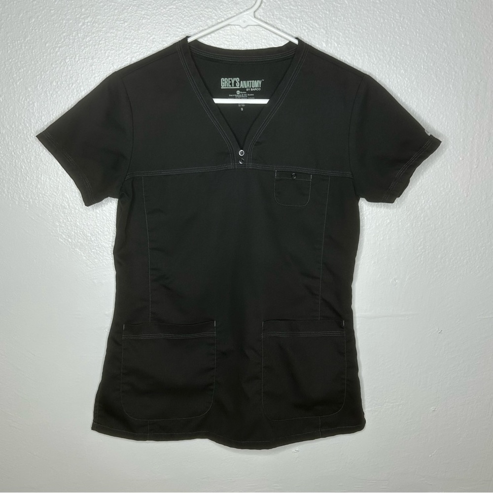 Grey's Anatomy Black V-Neck Scrub Top
